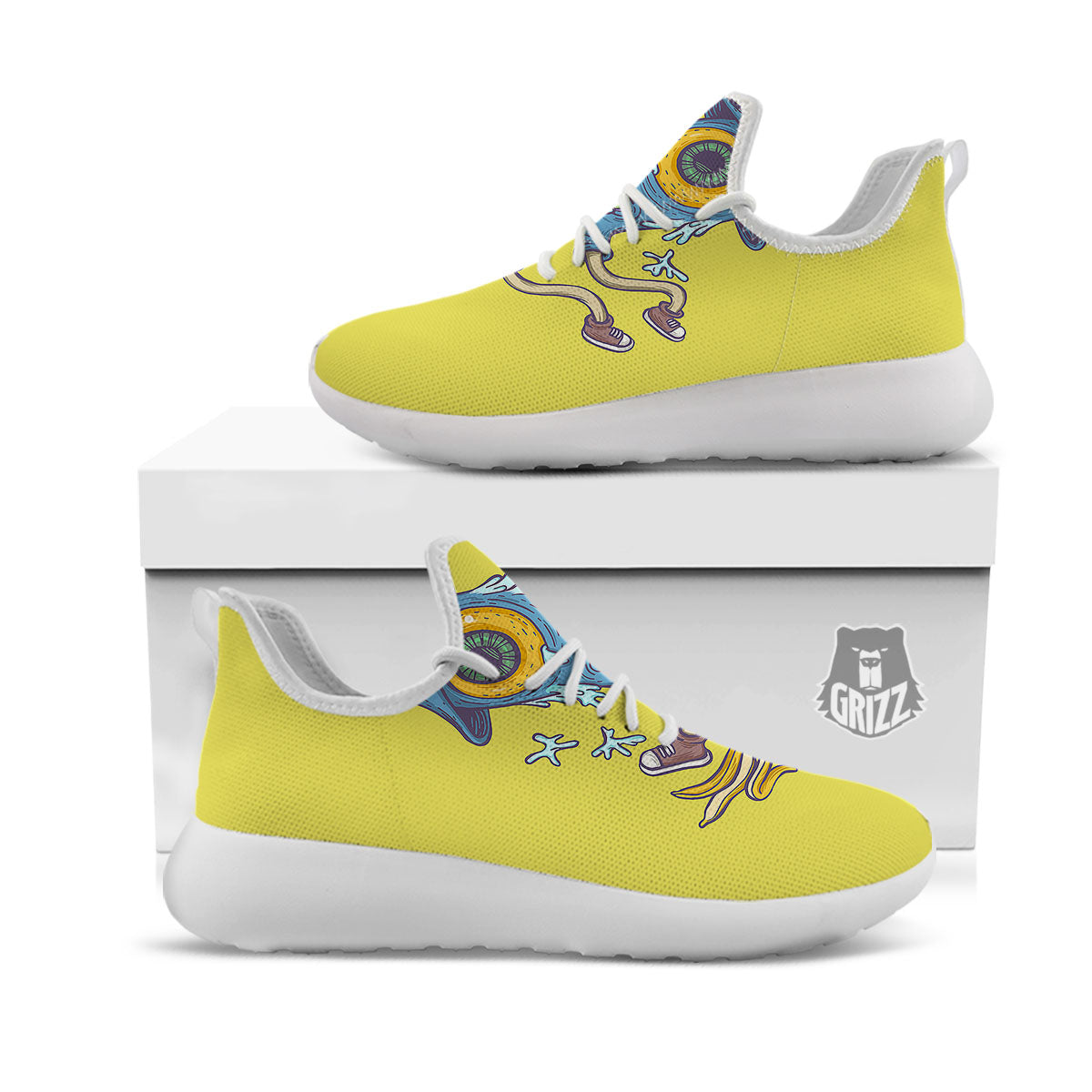 Monster Graffiti Characters Print White Athletic Shoes-grizzshop