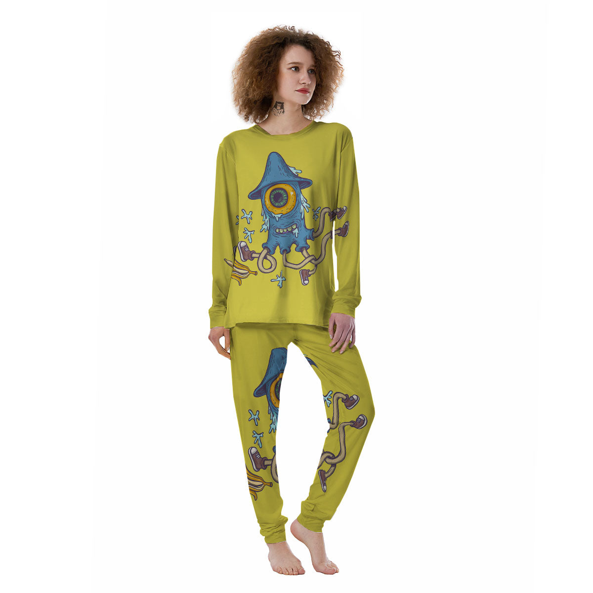 Monster Graffiti Characters Print Women's Pajamas-grizzshop