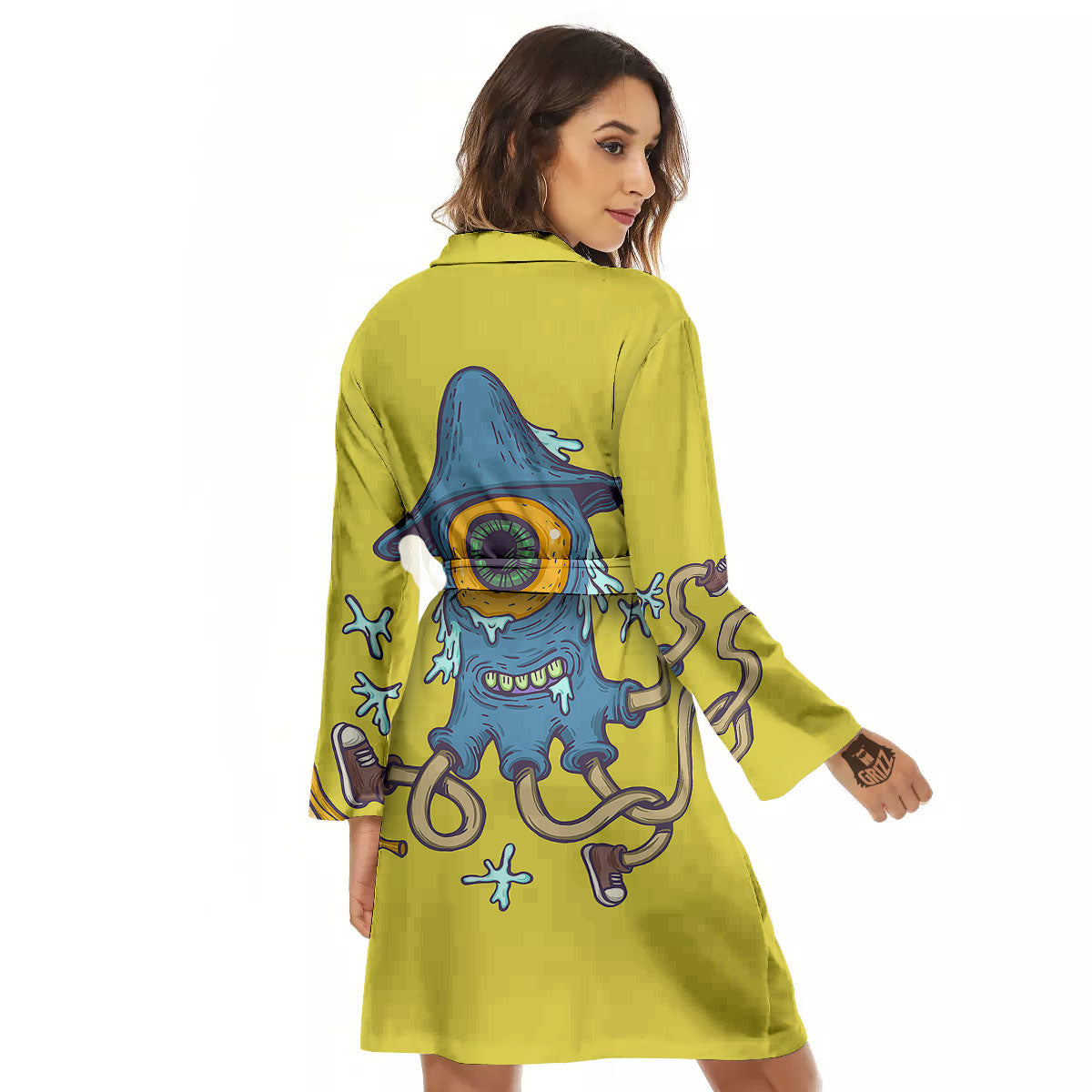 Monster Graffiti Characters Print Women's Robe-grizzshop