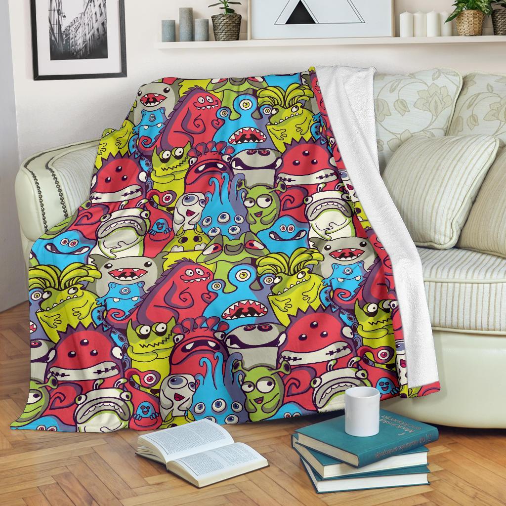 Monster Pattern Print Blanket-grizzshop
