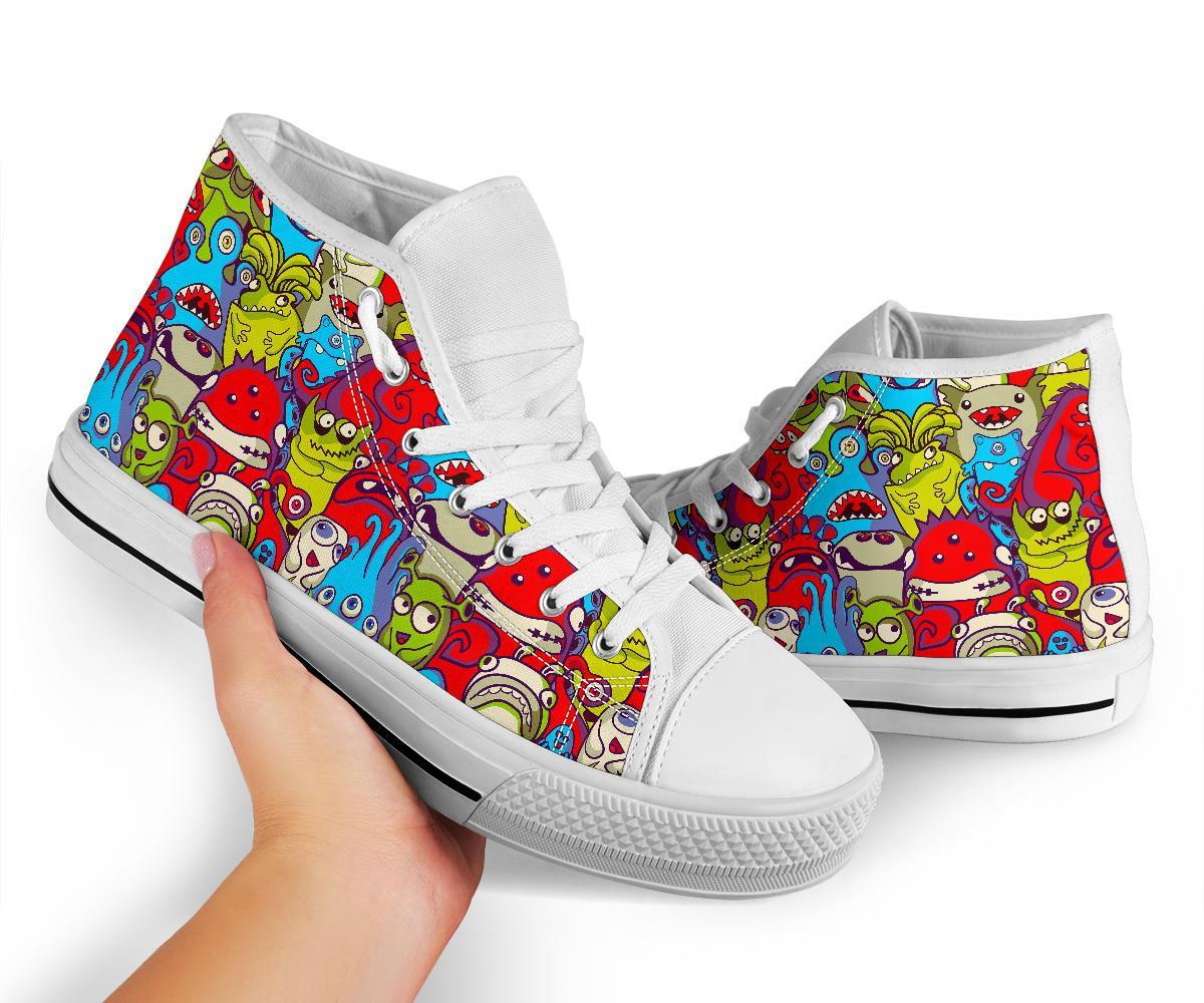 Monster Pattern Print Men Women's High Top Shoes-grizzshop