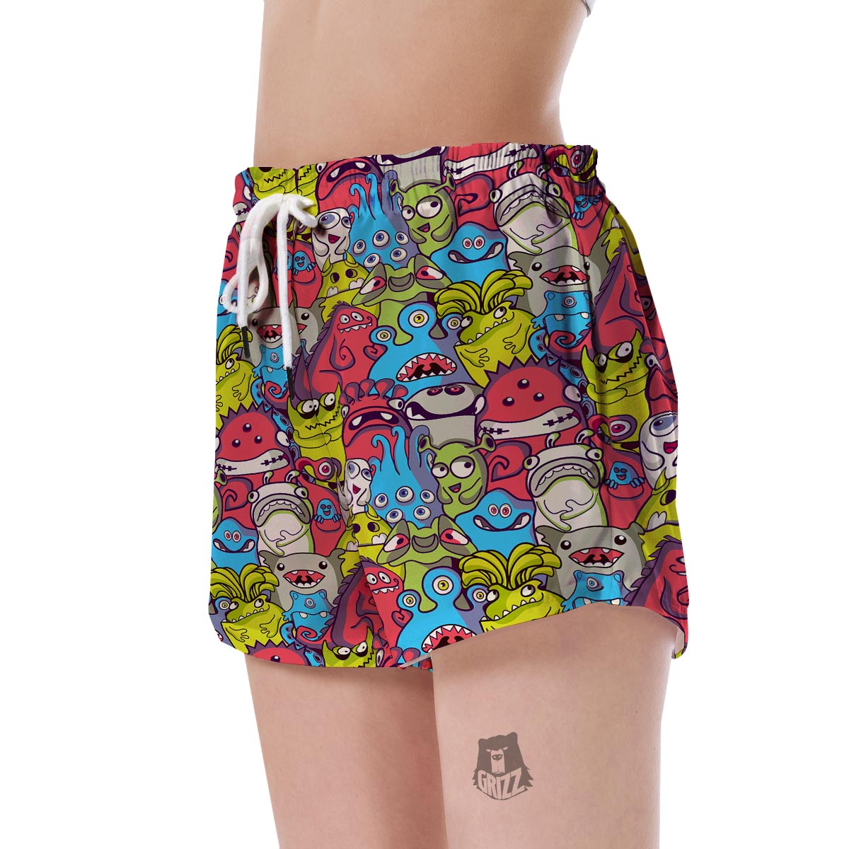 Monster Pattern Print Women's Shorts-grizzshop