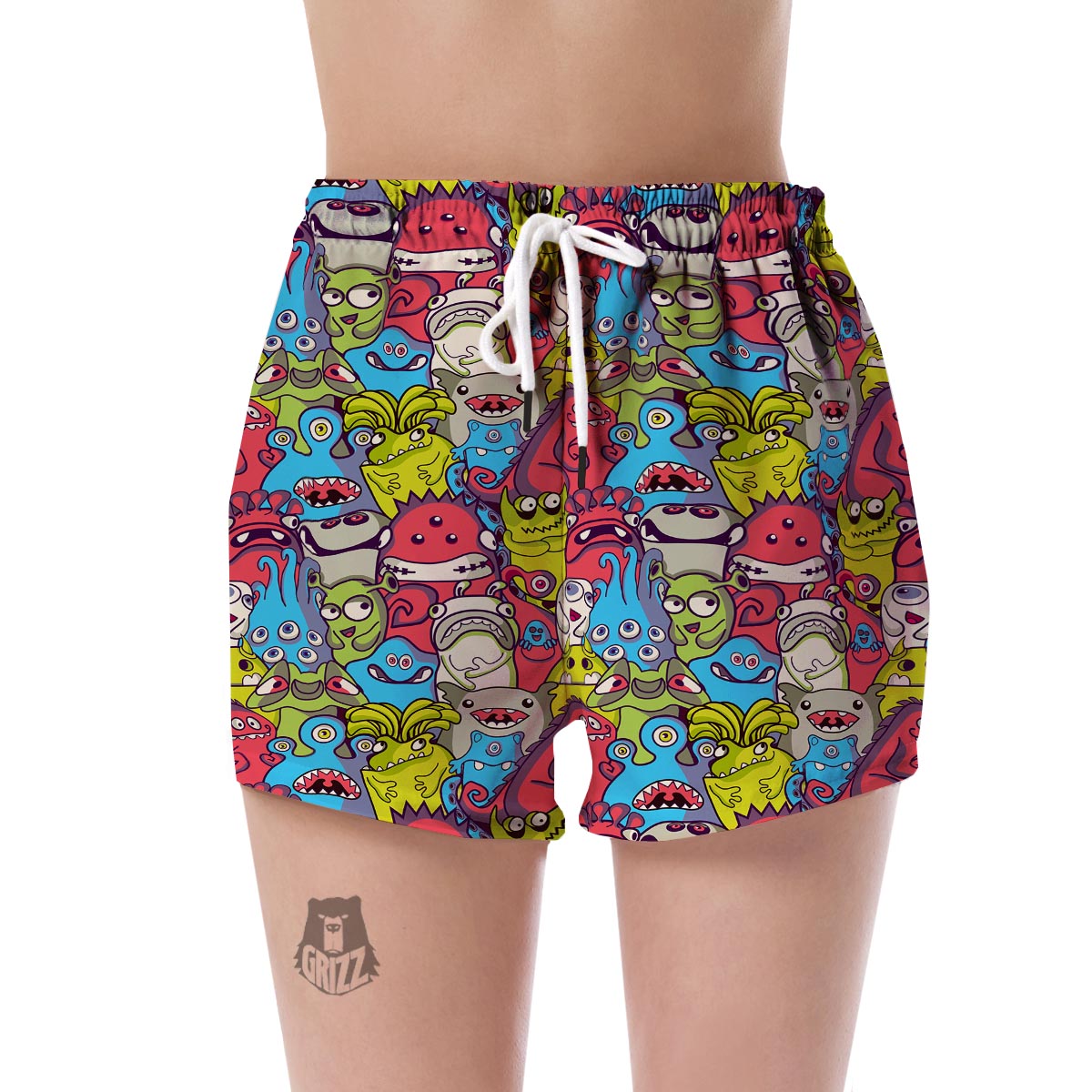 Monster Pattern Print Women's Shorts-grizzshop