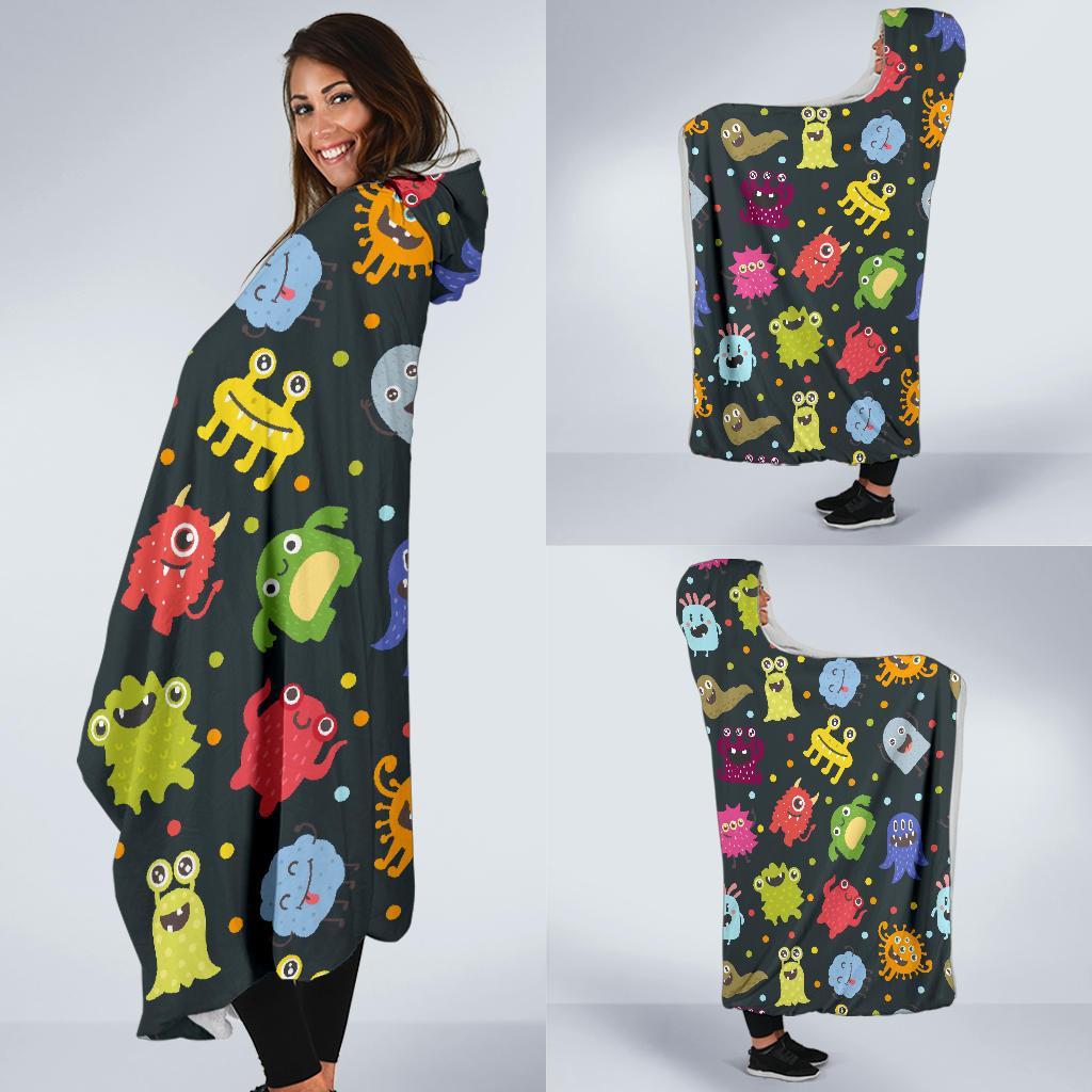 Monster Print Pattern Hooded Blanket-grizzshop