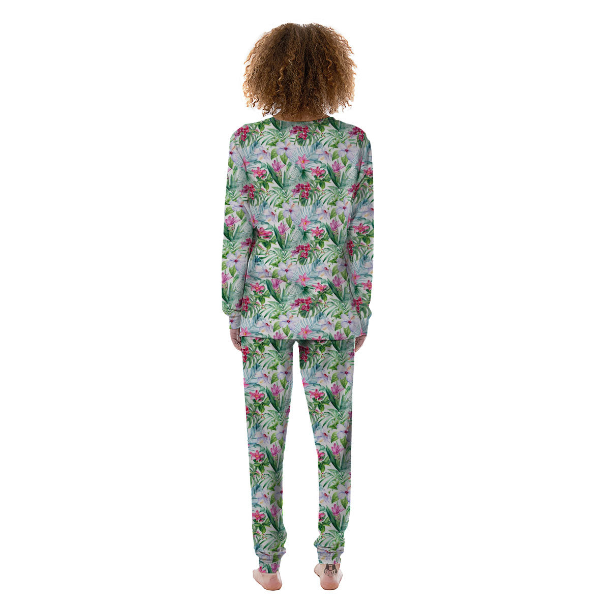 Monstera Hawaii Hibiscus Print Pattern Women's Pajamas-grizzshop