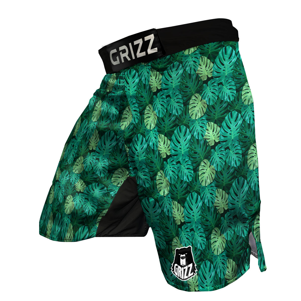 Monstera Leaf Green Print MMA Shorts-grizzshop