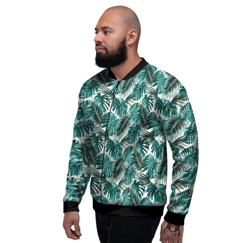 Monstera Leaves Palm Print Pattern Men's Bomber Jacket-grizzshop