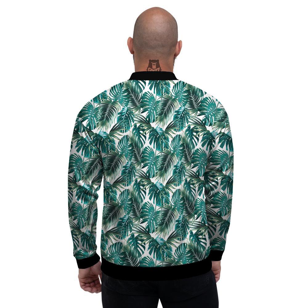 Monstera Leaves Palm Print Pattern Men's Bomber Jacket-grizzshop