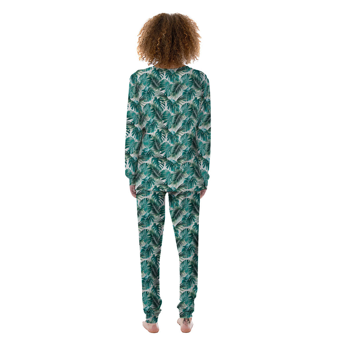 Monstera Leaves Palm Print Pattern Women's Pajamas-grizzshop