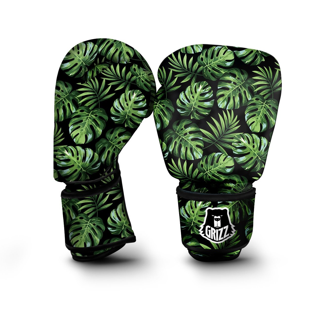 Monstera Leaves Tropical Print Pattern Boxing Gloves-grizzshop