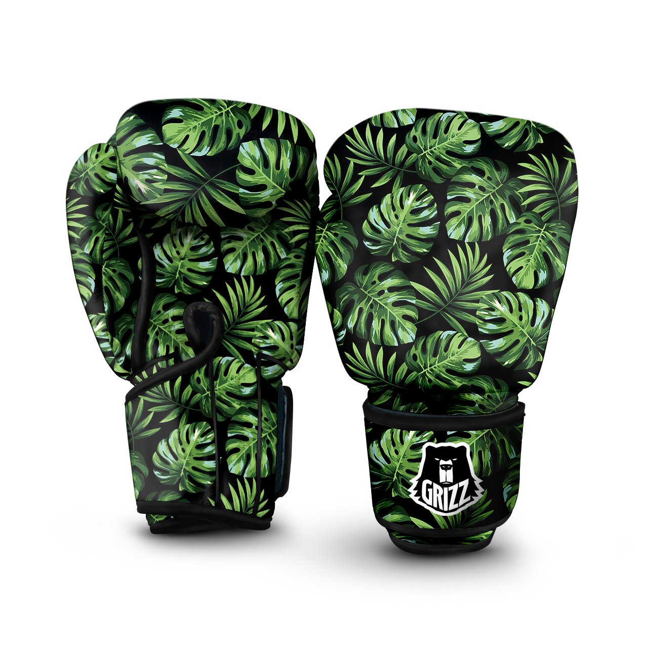 Monstera Leaves Tropical Print Pattern Boxing Gloves-grizzshop