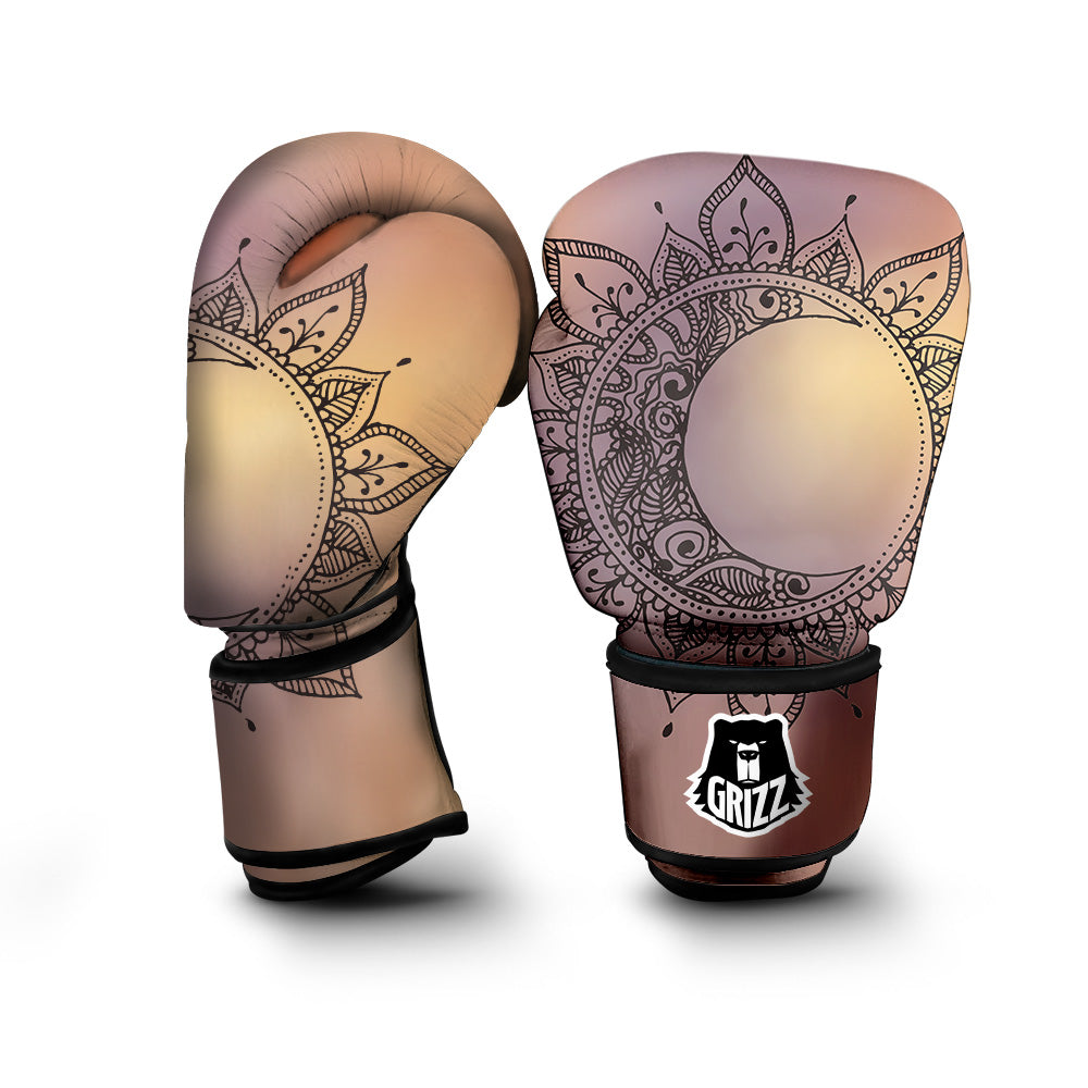 Moon And Bohemian Sun Print Boxing Gloves-grizzshop