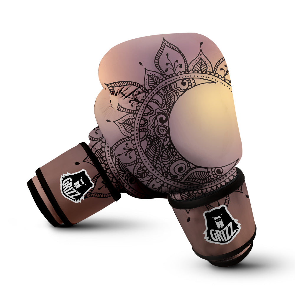 Moon And Bohemian Sun Print Boxing Gloves-grizzshop