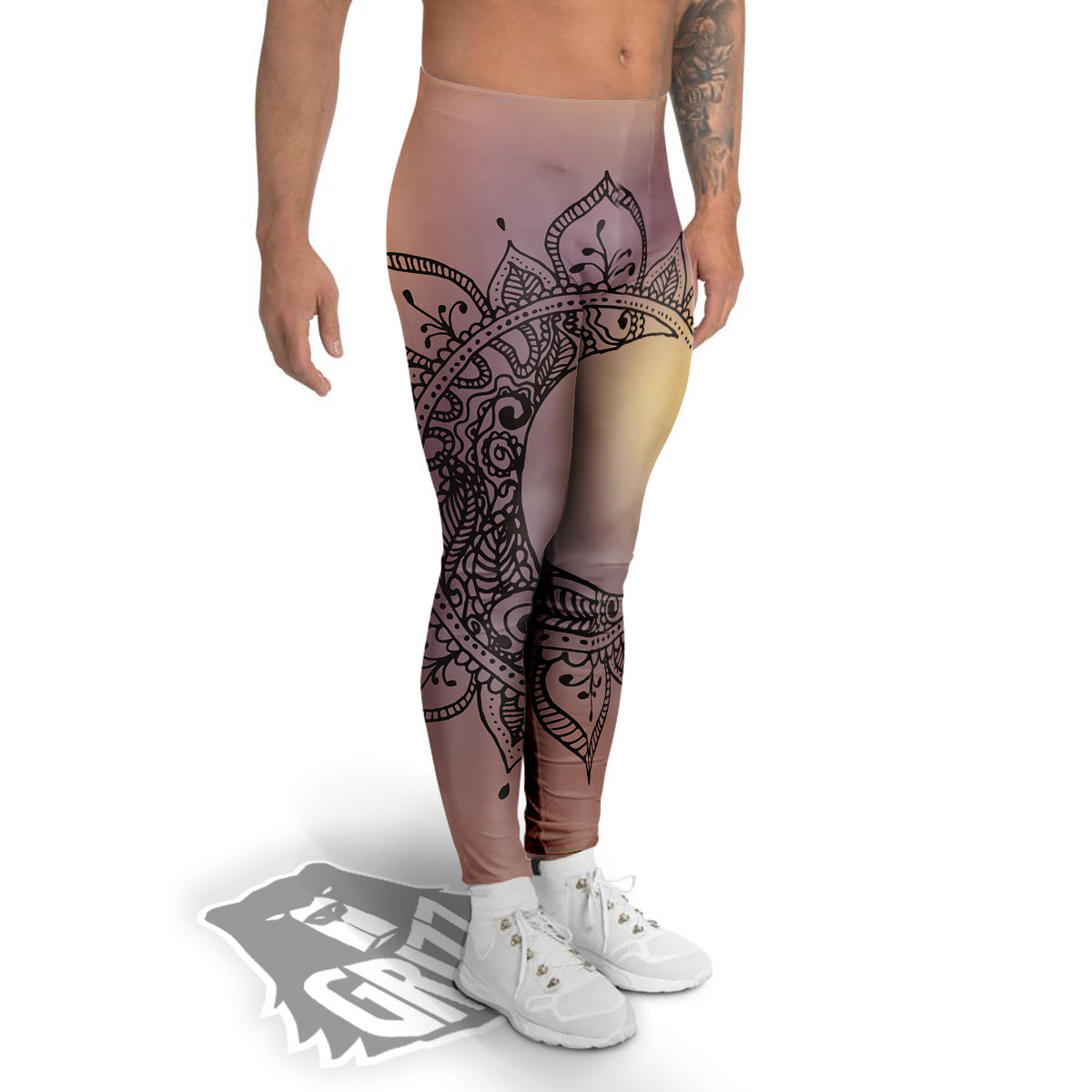 Moon And Bohemian Sun Print Men's Leggings-grizzshop