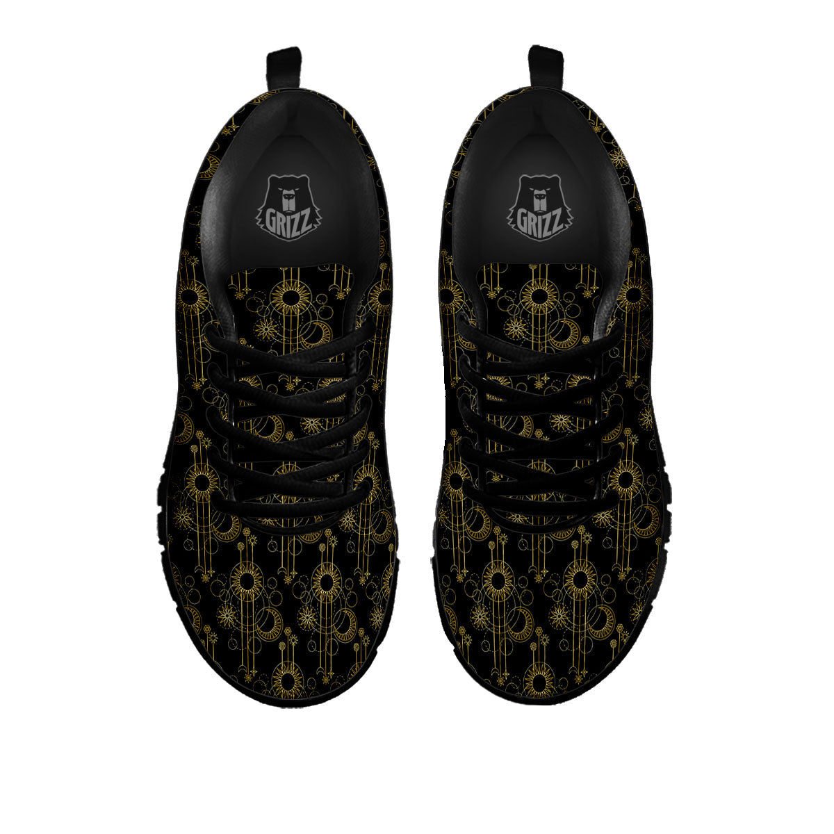 Moon And Boho Sun Print Pattern Black Sneaker-grizzshop