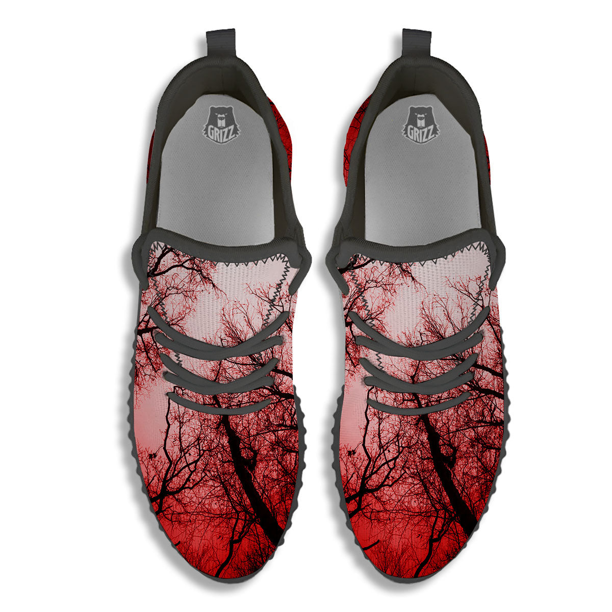 Moon And Horror Forest Print Black Walking Shoes-grizzshop