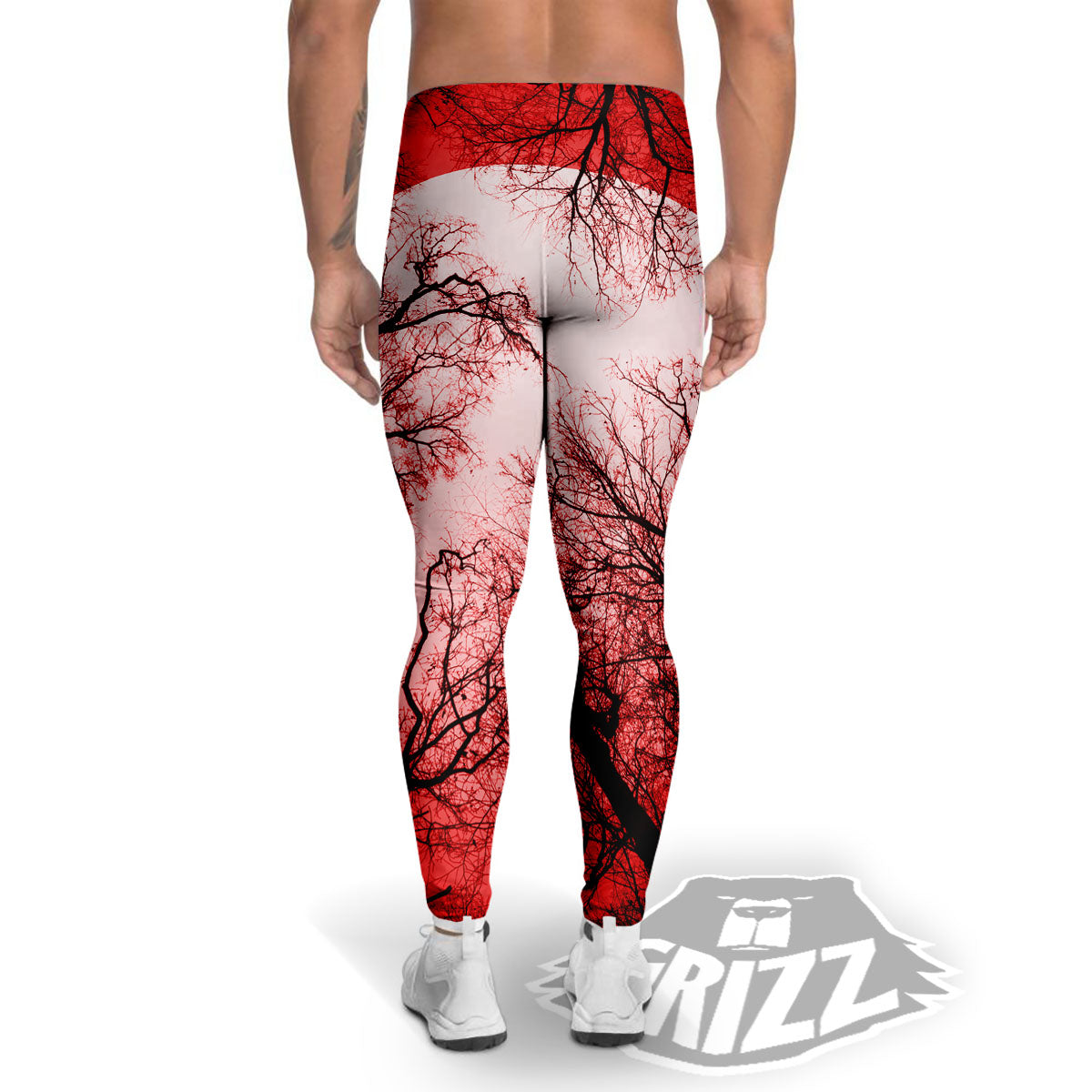 Moon And Horror Forest Print Men's Leggings-grizzshop