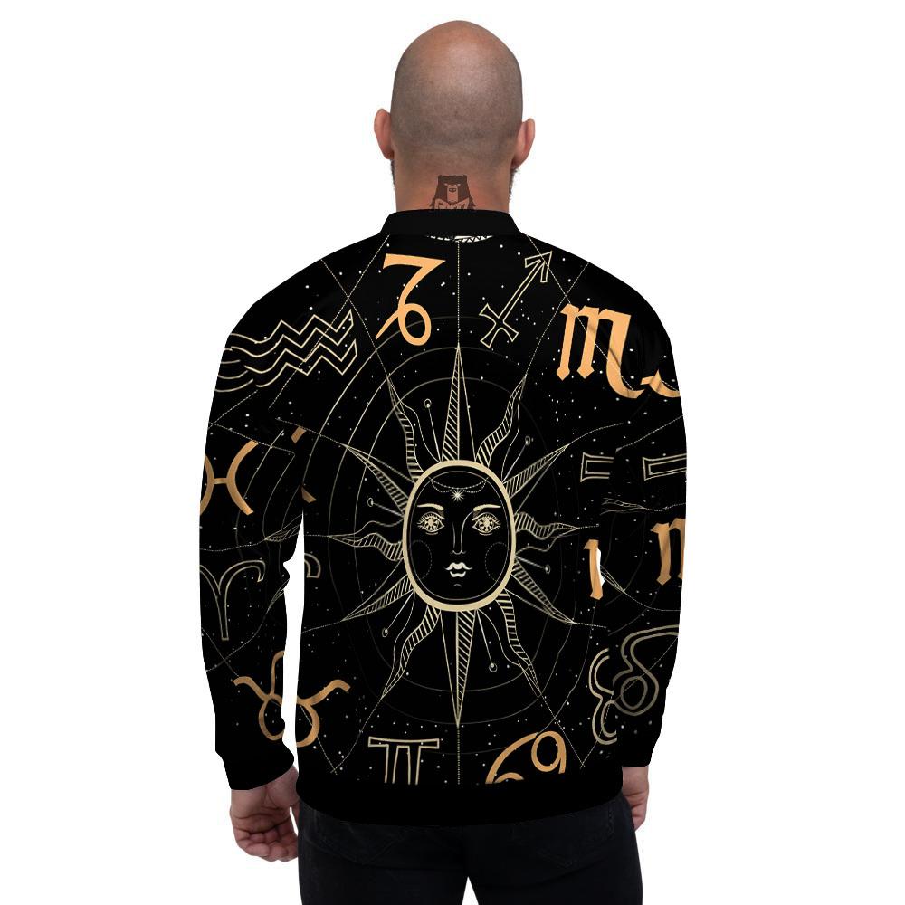 Moon And Vintage Sun Print Men's Bomber Jacket-grizzshop