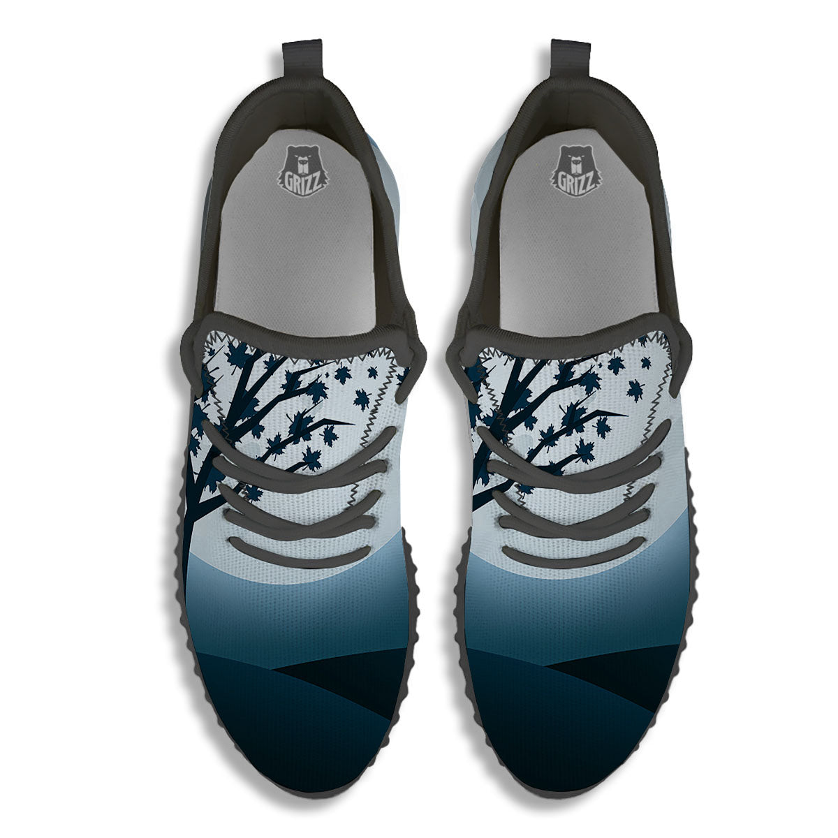 Moon Full Autumn Print Black Walking Shoes-grizzshop