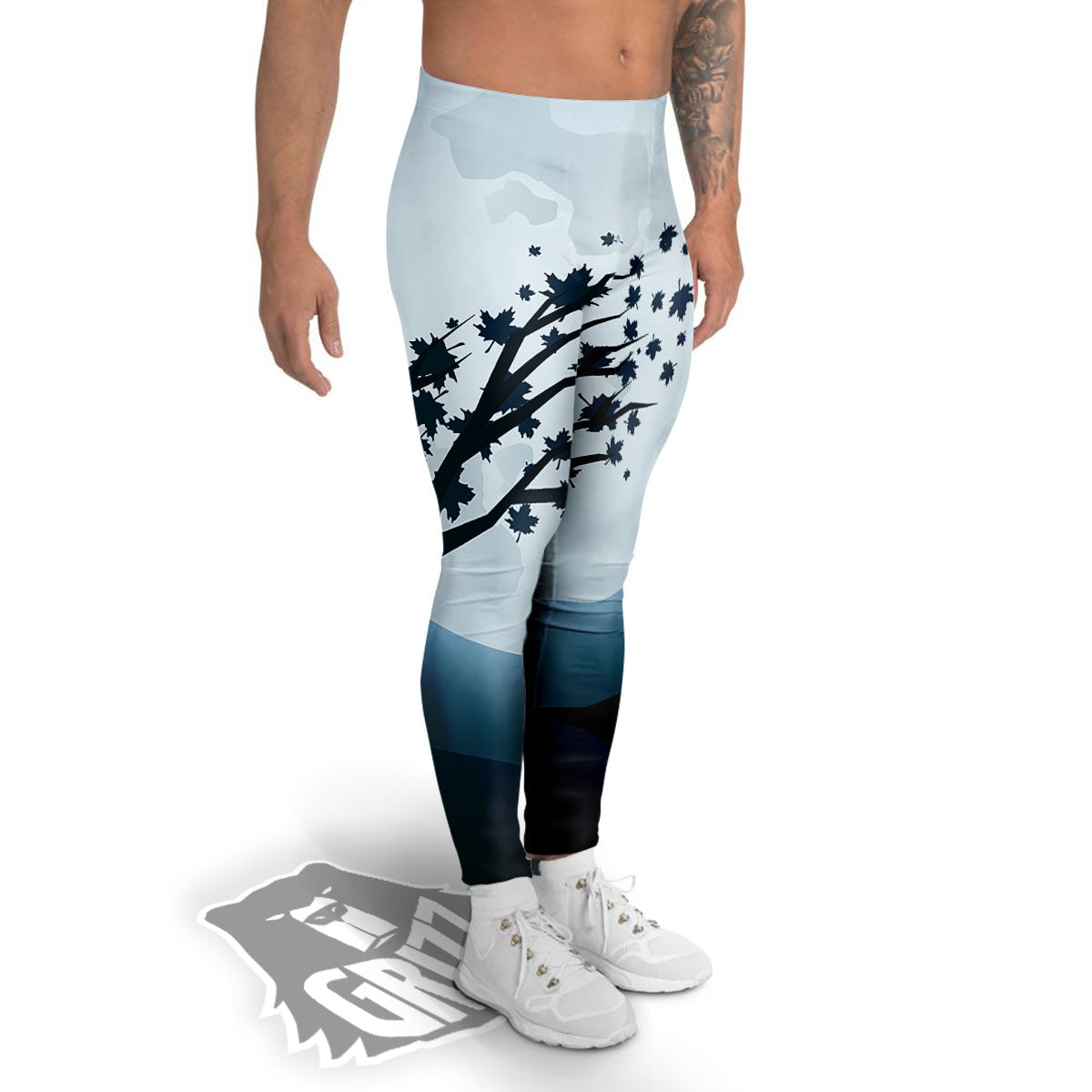 Moon Full Autumn Print Men's Leggings-grizzshop