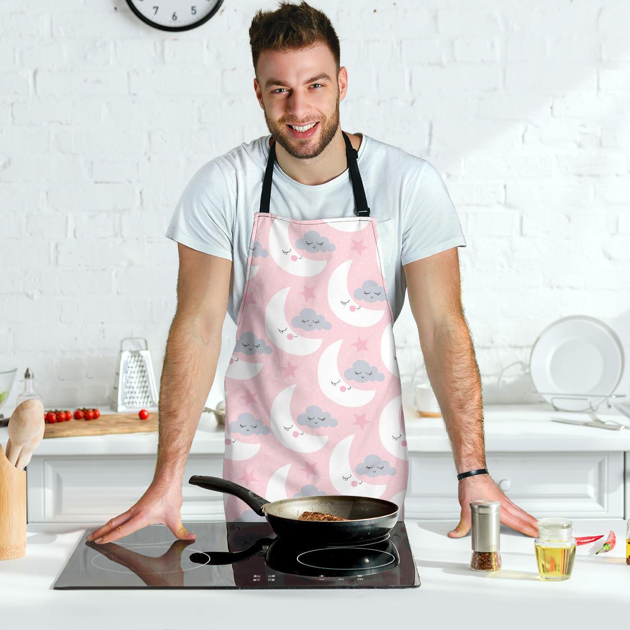 Moon Pattern Print Men's Apron-grizzshop