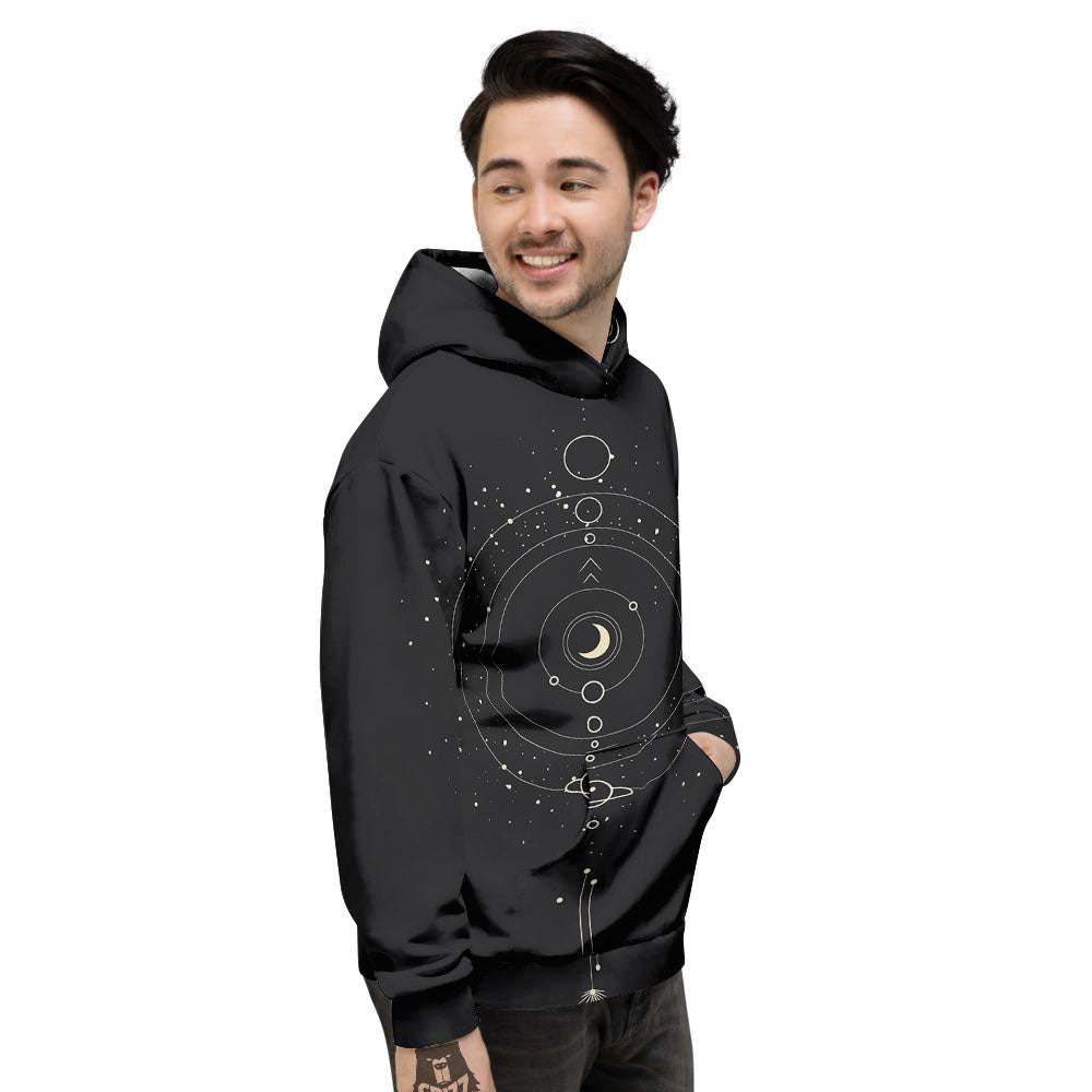 Moon Phase Galaxy Print Men's Hoodie-grizzshop