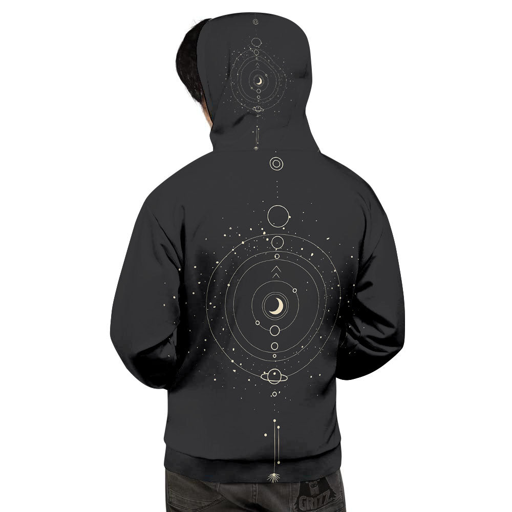 Moon Phase Galaxy Print Men's Hoodie-grizzshop