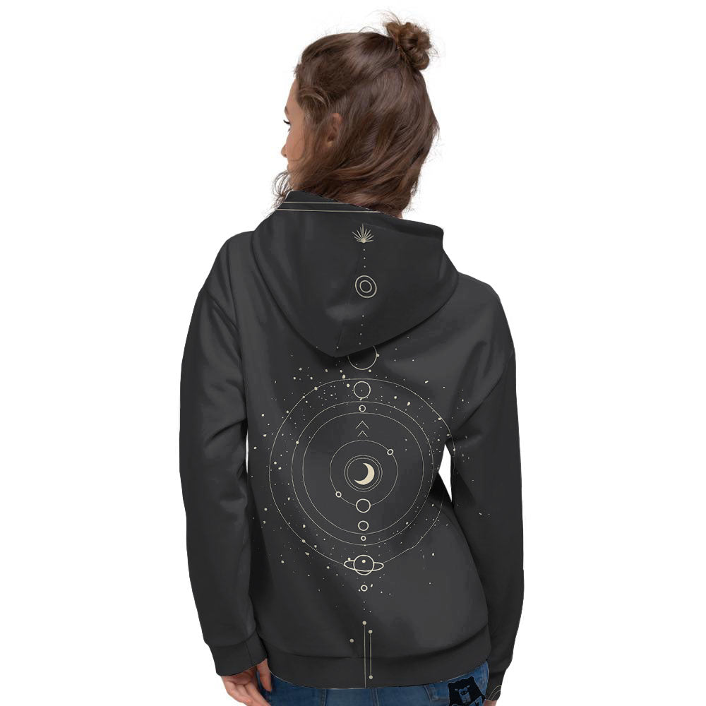 Moon Phase Galaxy Print Women's Hoodie-grizzshop