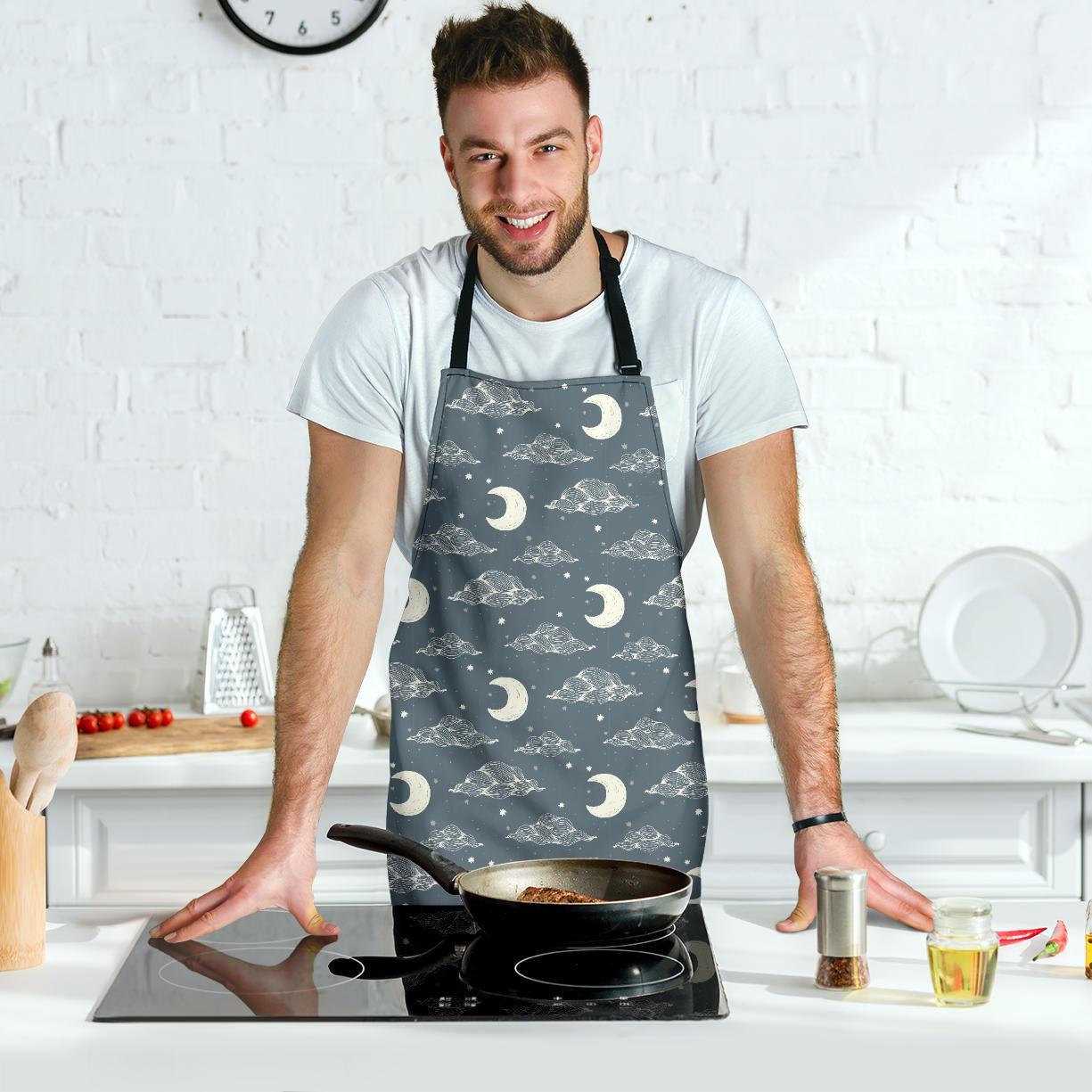 Moon Print Pattern Men's Apron-grizzshop