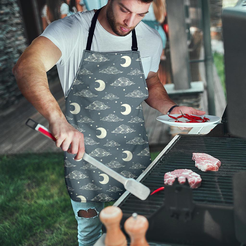 Moon Print Pattern Men's Apron-grizzshop