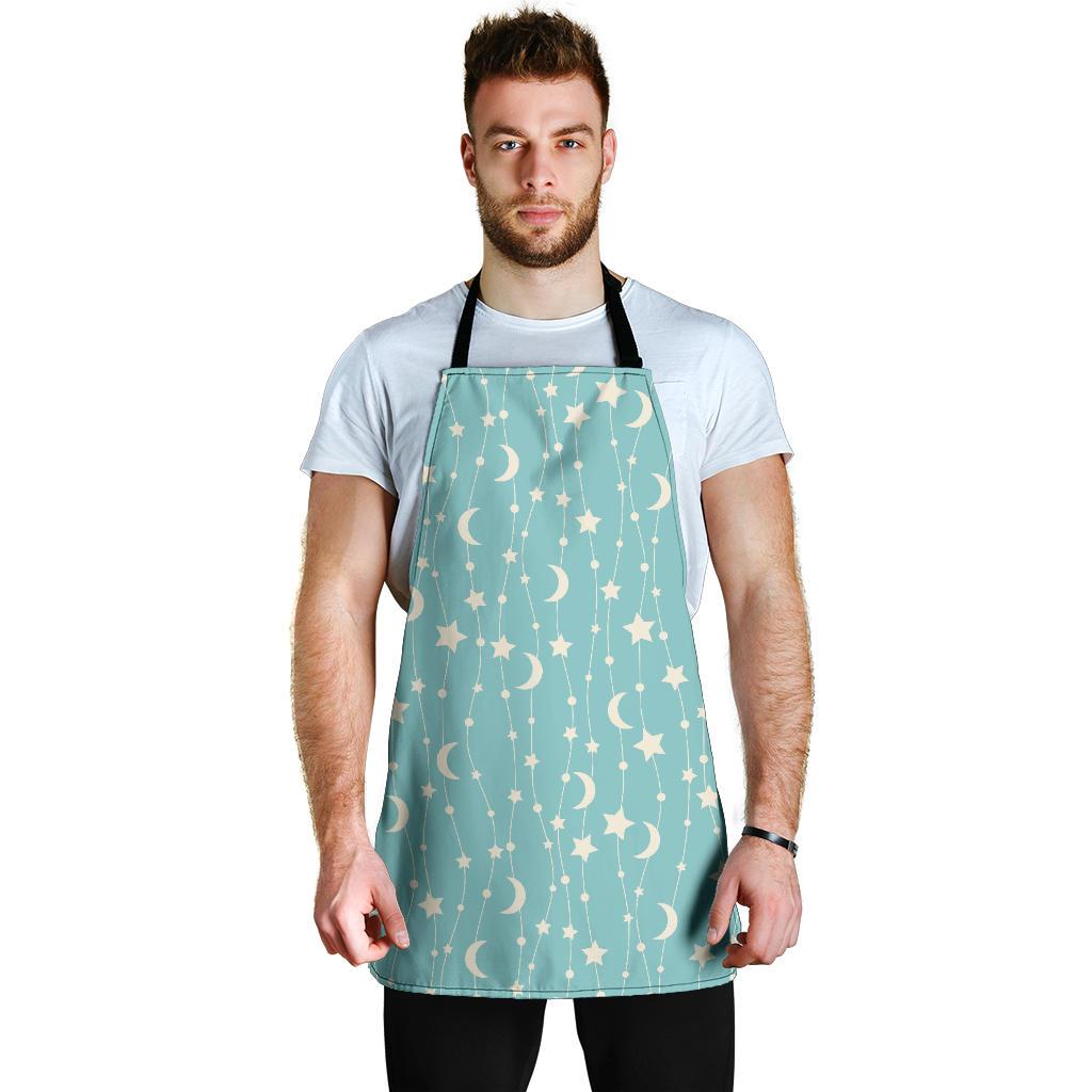 Moon Star Pattern Print Men's Apron-grizzshop