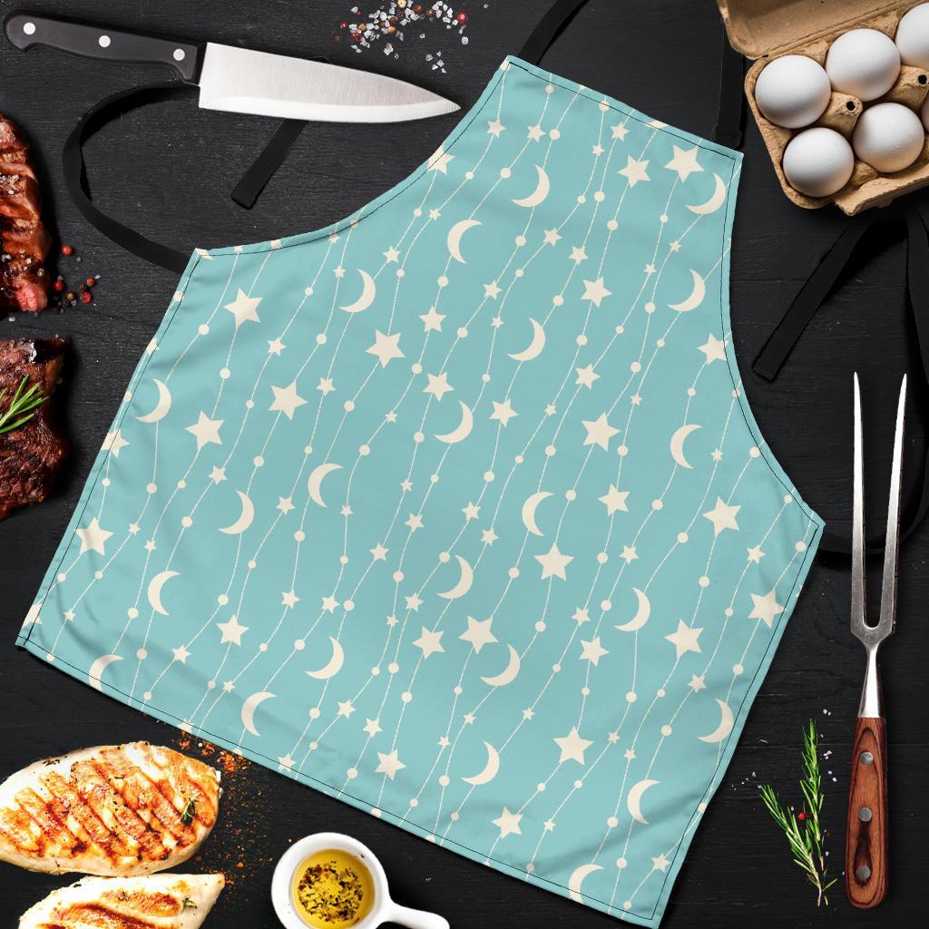 Moon Star Pattern Print Men's Apron-grizzshop