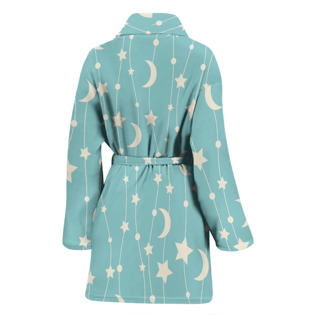Moon Star Pattern Print Women Long Robe-grizzshop