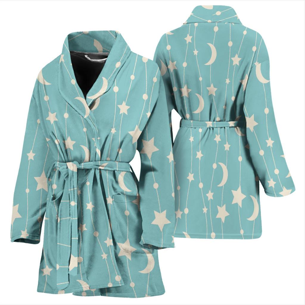 Moon Star Pattern Print Women Long Robe-grizzshop