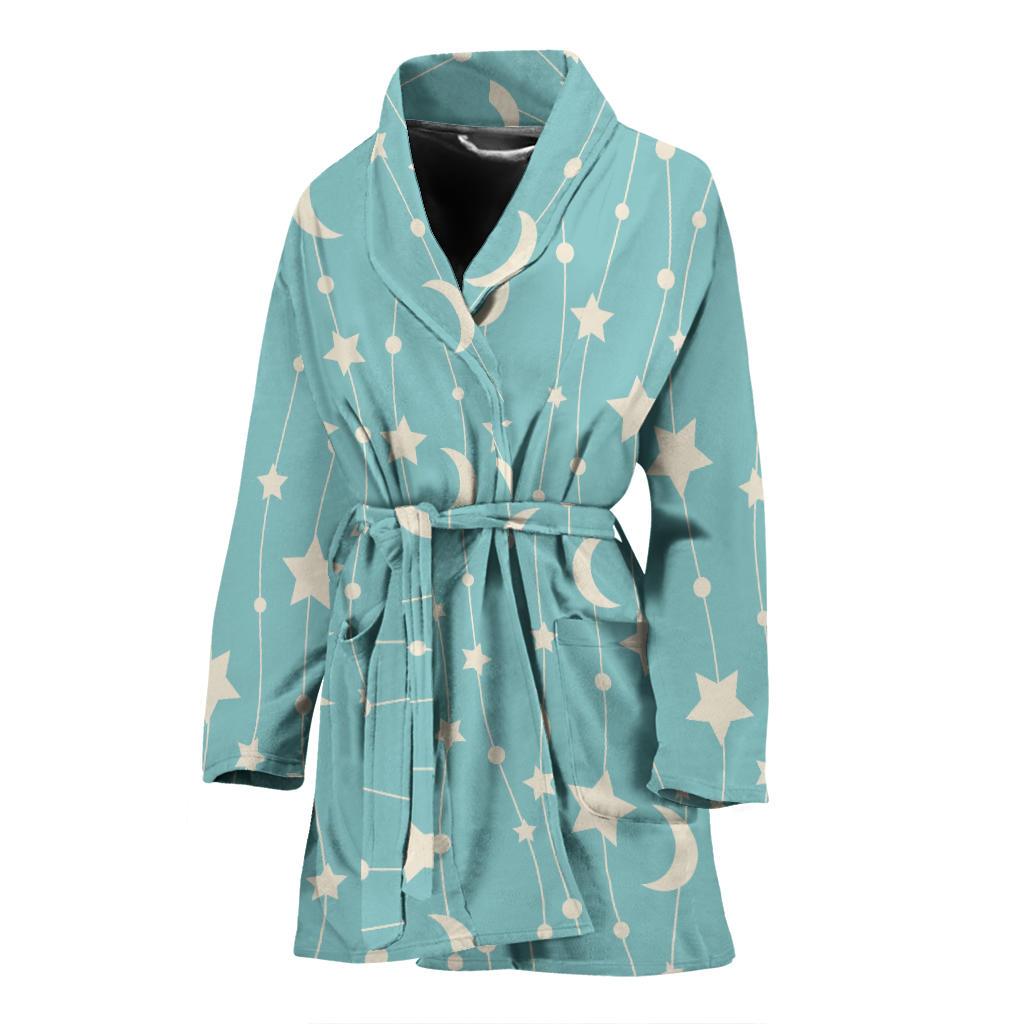 Moon Star Pattern Print Women Long Robe-grizzshop