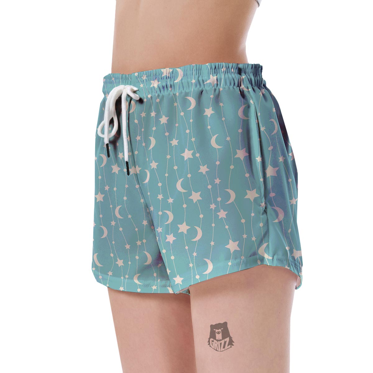 Moon Star Pattern Print Women's Shorts-grizzshop