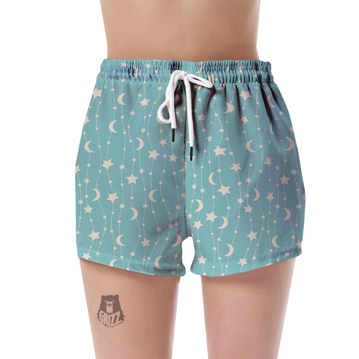 Moon Star Pattern Print Women's Shorts-grizzshop