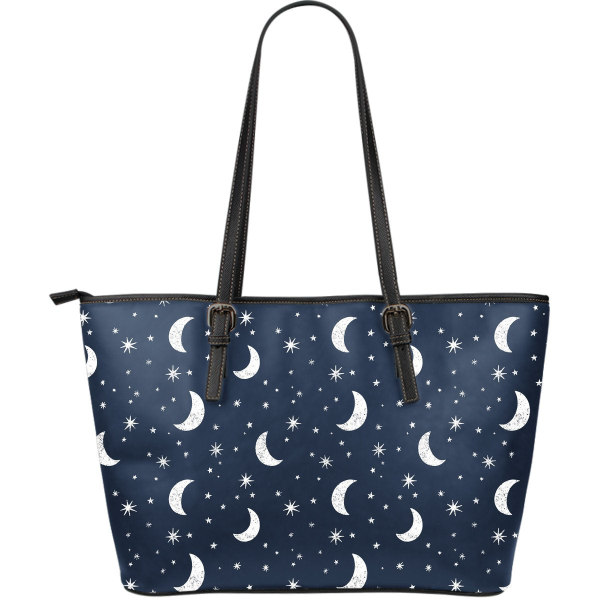 Moon Star Print Pattern Leather Tote Bag-grizzshop