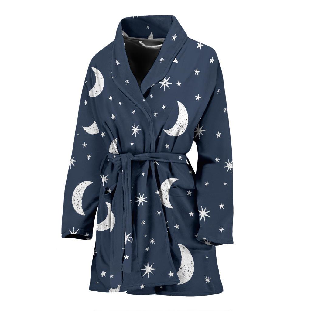 Moon Star Print Pattern Women Long Robe-grizzshop