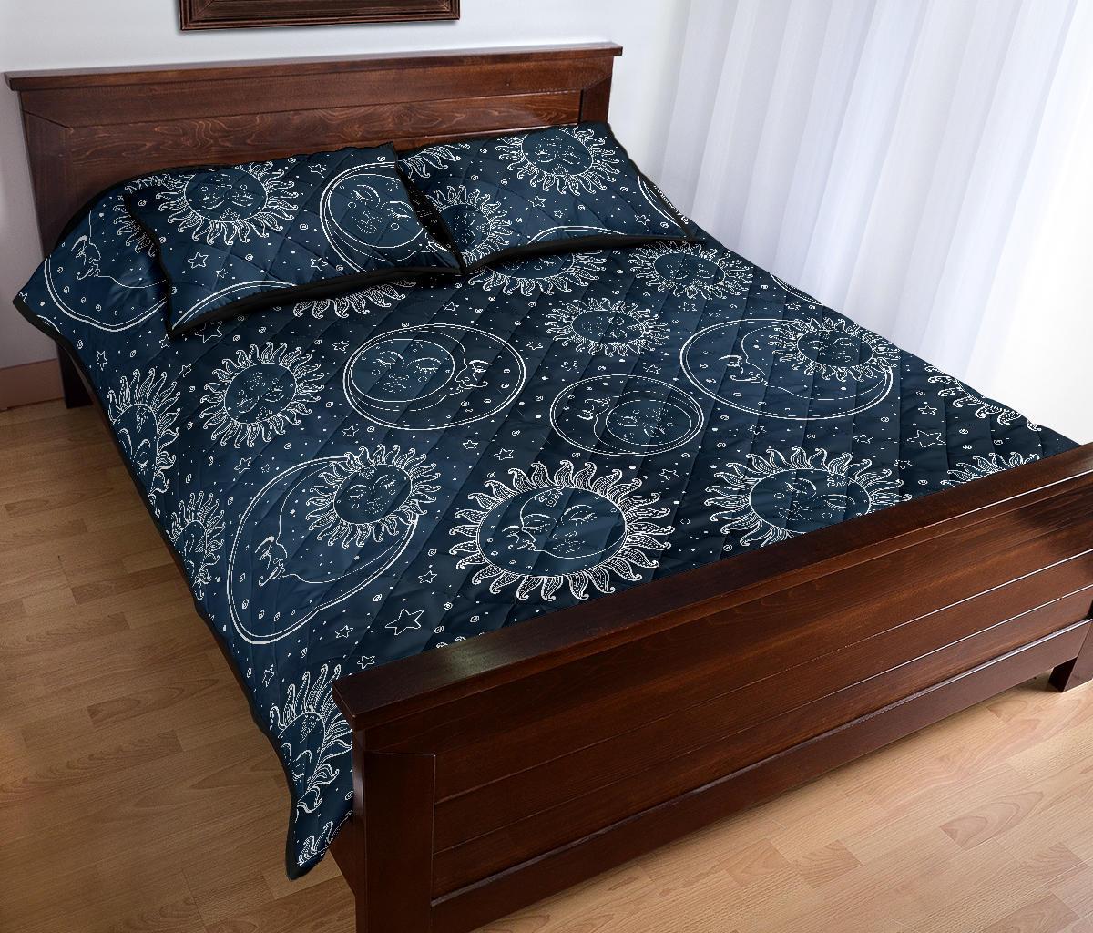 Moon Sun Print Pattern Bed Set Quilt-grizzshop