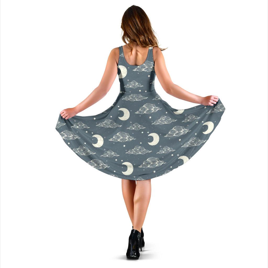 Moon Print Pattern Dress-grizzshop