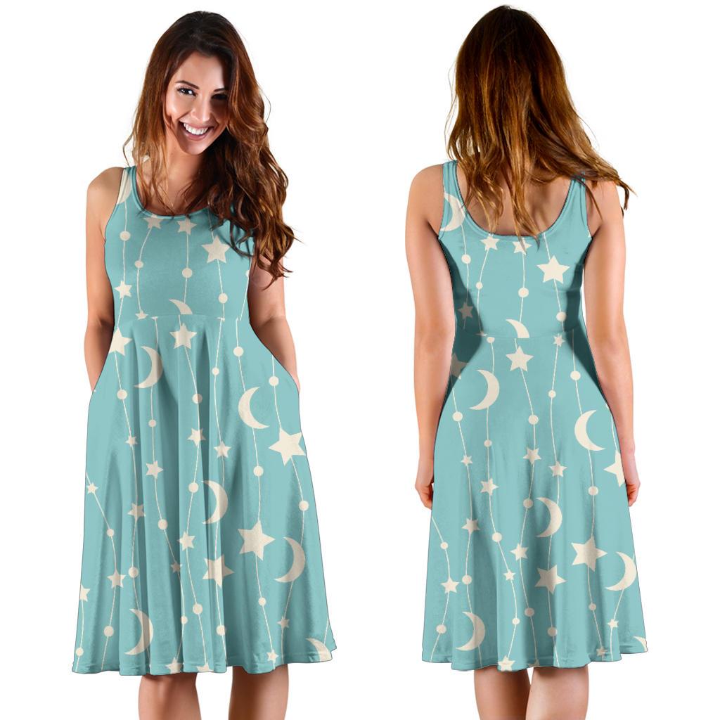 Moon Star Pattern Print Dress-grizzshop