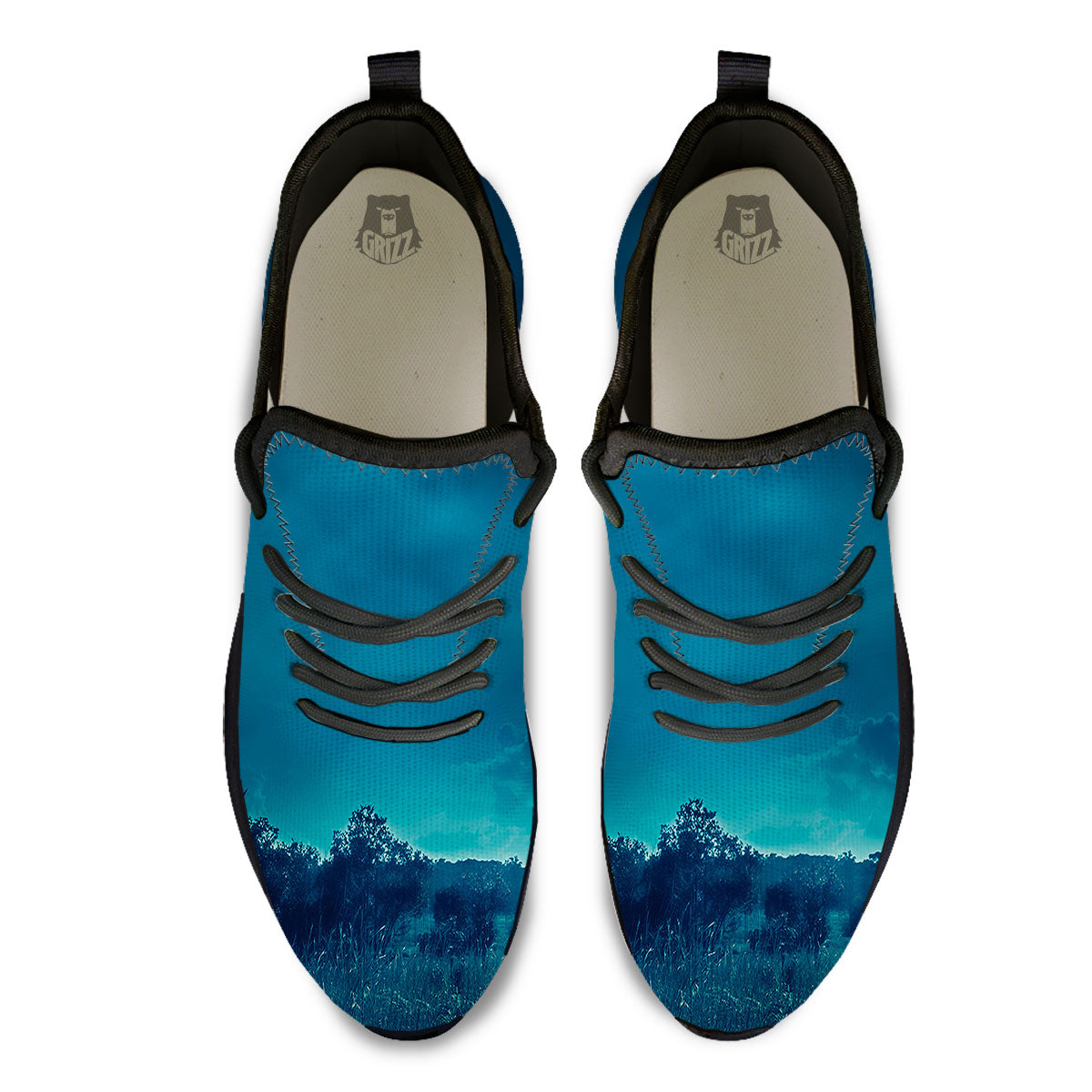 Moonlight And Night Forest Print Black Athletic Shoes-grizzshop