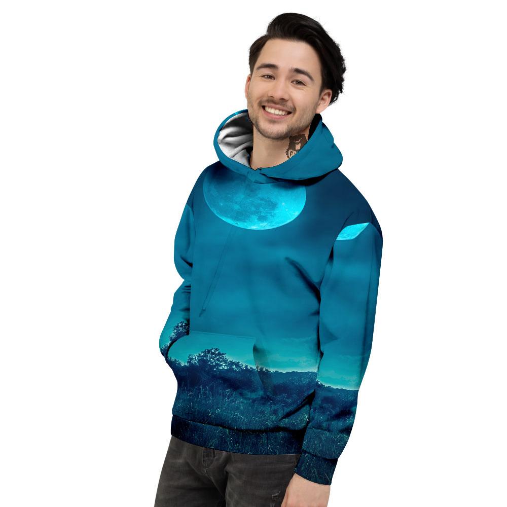 Moonlight And Night Forest Print Men's Hoodie-grizzshop