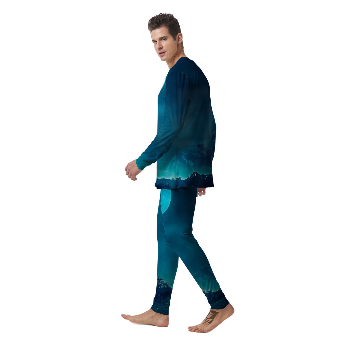 Moonlight And Night Forest Print Men's Pajamas-grizzshop