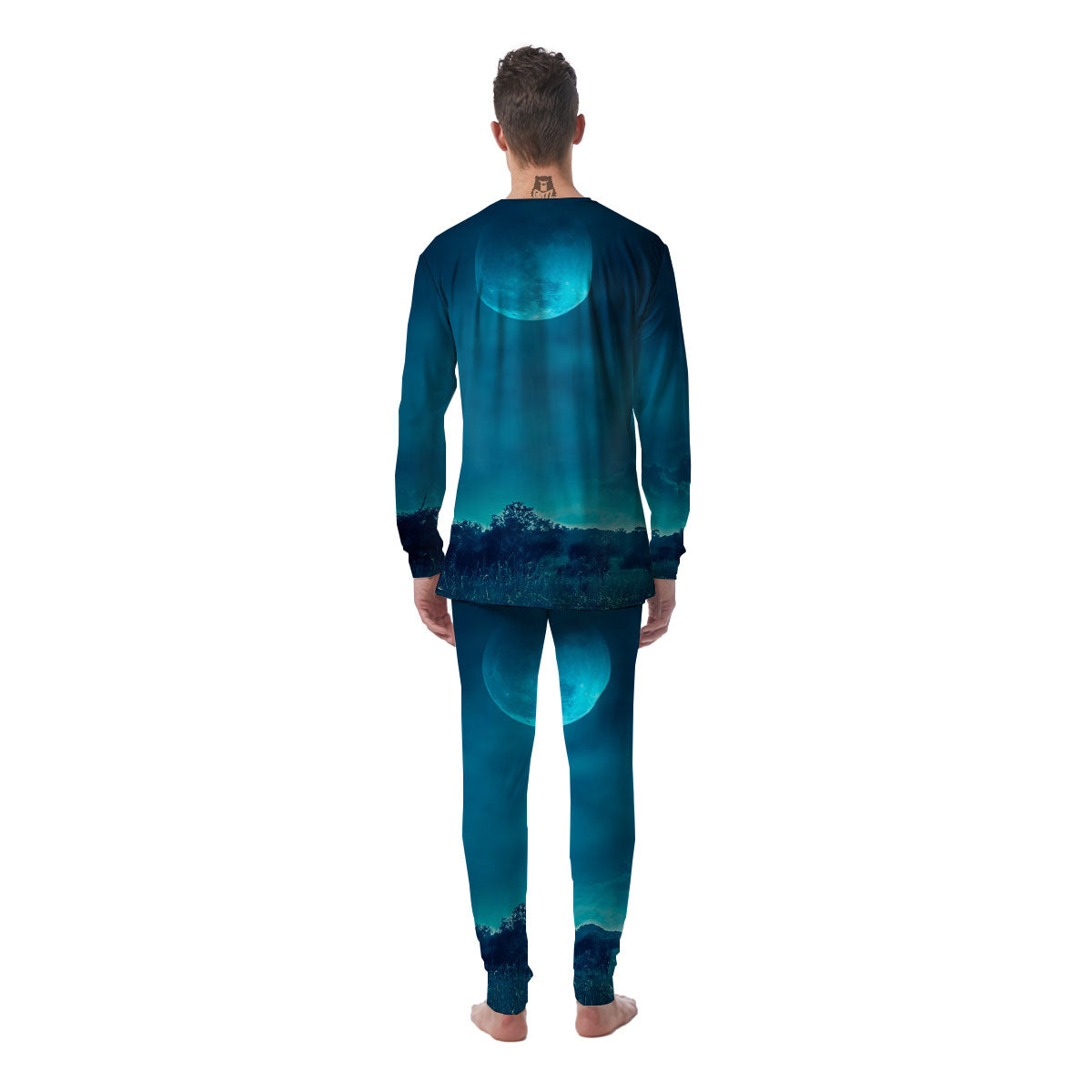 Moonlight And Night Forest Print Men's Pajamas-grizzshop