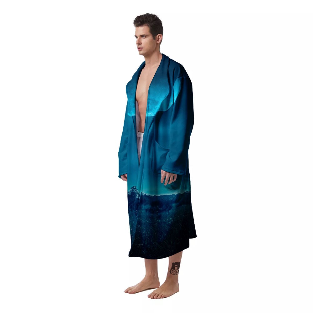 Moonlight And Night Forest Print Men's Robe-grizzshop