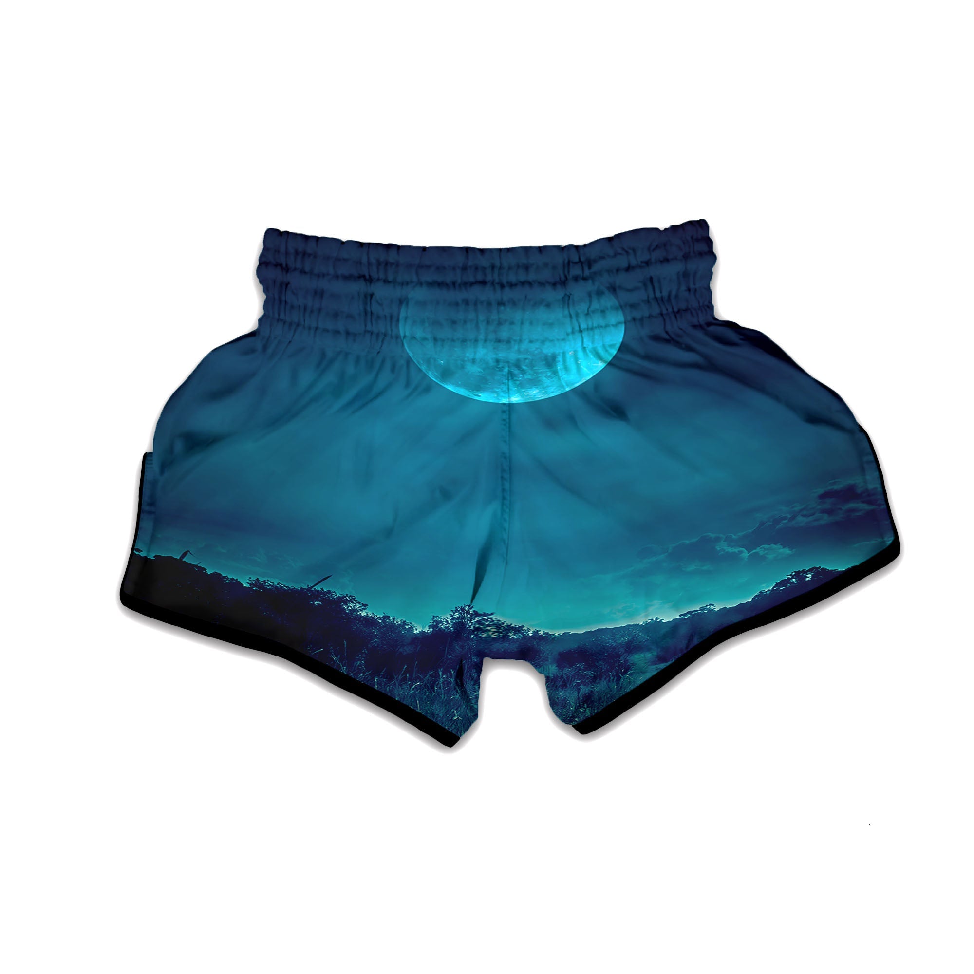 Moonlight And Night Forest Print Muay Thai Boxing Shorts-grizzshop