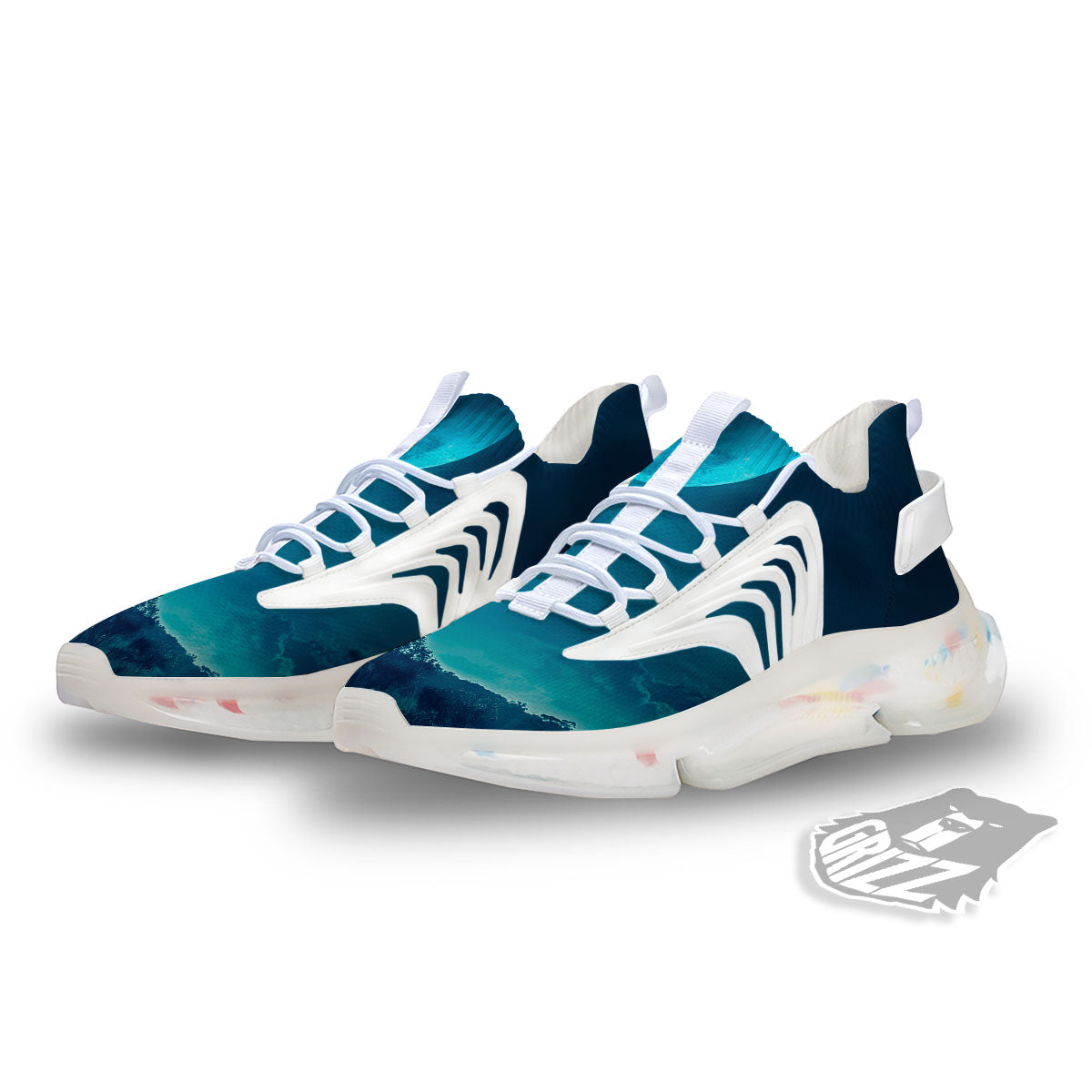 Moonlight And Night Forest Print White Gym Shoes-grizzshop