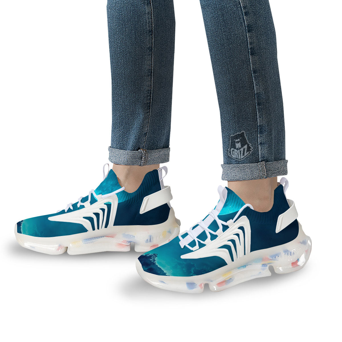Moonlight And Night Forest Print White Gym Shoes-grizzshop